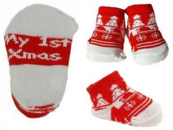 Snowman Baby Christmas Bootee Socks My 1st Xmas