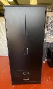 Kensington black wardrobe with 2 drawers