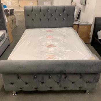 Super king Romney sleigh bed frame with mattress