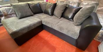 Byron scatter back corner sofa in black snakegrey jumbocord