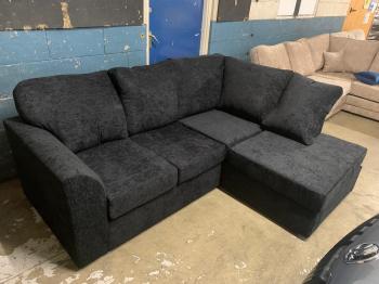 Byron corner sofa in black Carlton fabric