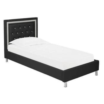 Single crystalle bed frame in black faux leather