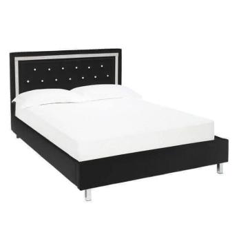 King crystalle bed frame in black faux leather