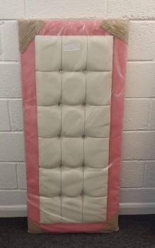 Double pink  white leather headboard with diamontes