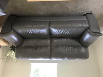 3Seater grey leather settee
