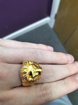 Sterling silver 18ct gold vermeil plated lion ring
