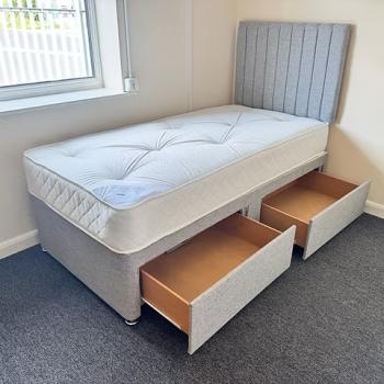 SINGLE DIVAN BASE 2 DRWS APOLLO SEMI ORTHO MAT  FLUTED HB c