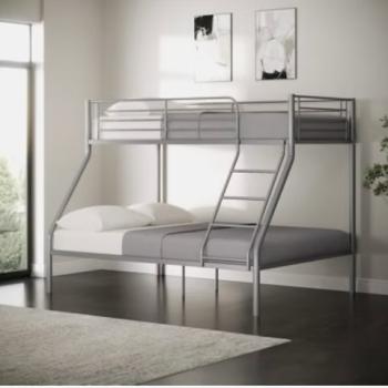 SILVER TANDI TRIPLE SLEEPER BUNK BED FRAME WITH BUDGET MATTR
