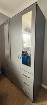METRO (GREY) 4 DOOR WARDROBE COMBO3- FULLY ASSEMBLED