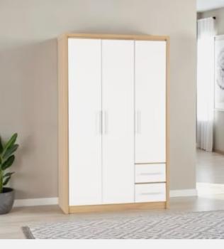 SEVILLE 3 DOOR 2 DRAWER WARDROBE - WHITE GLOSS