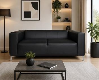 TOSCANA 2 SEATER BLACK PU SOFA