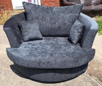 SWIVEL CHAIR IN GREY CARLTON FABRIC