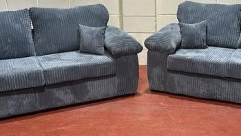 LILY 3 and 2 SOFAS IN GREY JUMBO CORD FABRIC -