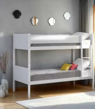 BRUNO BUNK BED - WHITE with 2 x budget mattteses