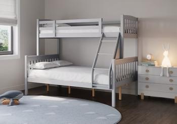 ASHBROOK SOLID WOOD TRIPLE BUNK WITH BUDGET MATS - GREY