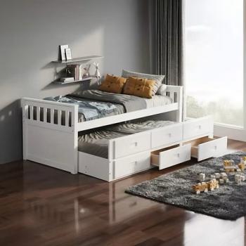 CAPTAIN SINGLE BED WITH STORAGE  SLEEPER - WHITE