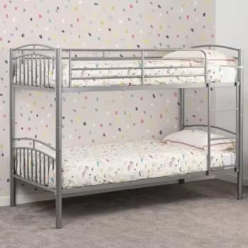VENTURA SILVER METAL BUNK (WITH BUDGET MATTRESSES)