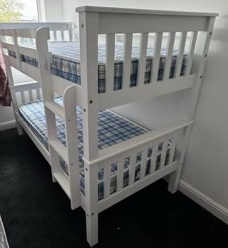 NEPTUNE WHITE BUNK BED WITH BUDGET MATTRESSES