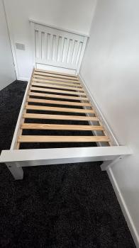 MONACO SINGLE WHITE WOODEN BED FRAME LOW FOOT END