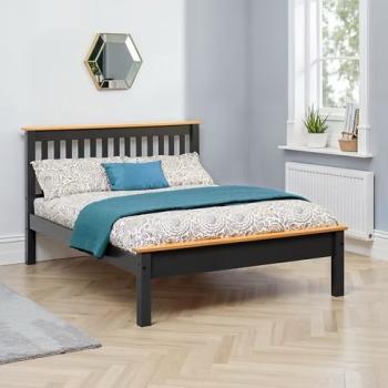 MONACO 4 FOOT GREY LOW FOOT END WOODEN BED FRAME