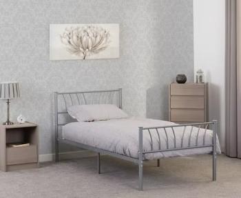 SINGLE - HARLOW METAL BED FRAME - SILVER