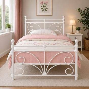 SEPARO double metal bed frame - white