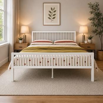 KING - KARACHI WHITE METAL BEDFRAME