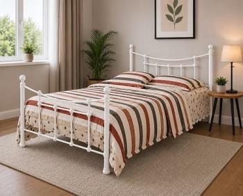 SURREY metal bed frame - double - white