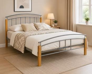 DOUBLE - TETRAS WOOD METAL BEDFRAME