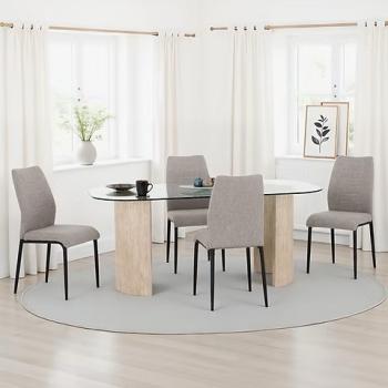 Modena  Chilton Dining Set (X4 Chairs) - CreamGrey Fabric