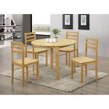 New York round dining table and 4 chairs - natural oak