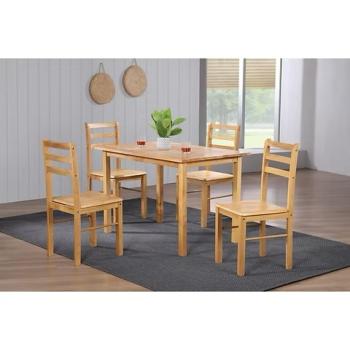 New York medium dining set with 4 chairs - natural oak