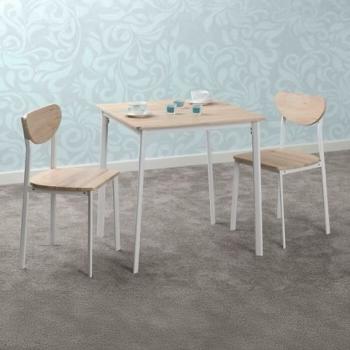 RILEY SMALL DINING SET IN WHITE AND LIGHT OAK EFFECT