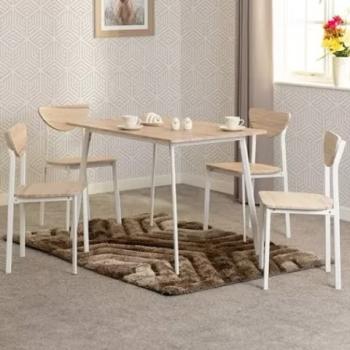 RILEY LARGE DINING SET IN WHITE AND LIGHT OAK EFFECT