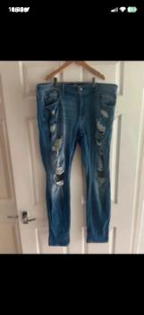 Men's Hollister blue denim super skinny distressed stretch