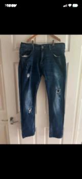 Men's Voi London dark blue straight fit distressed jeans
