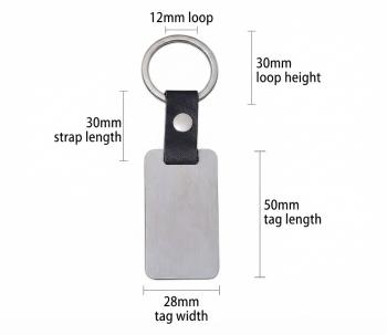 Leather Rectangle Keychain  Stylish Stainless Steel Key